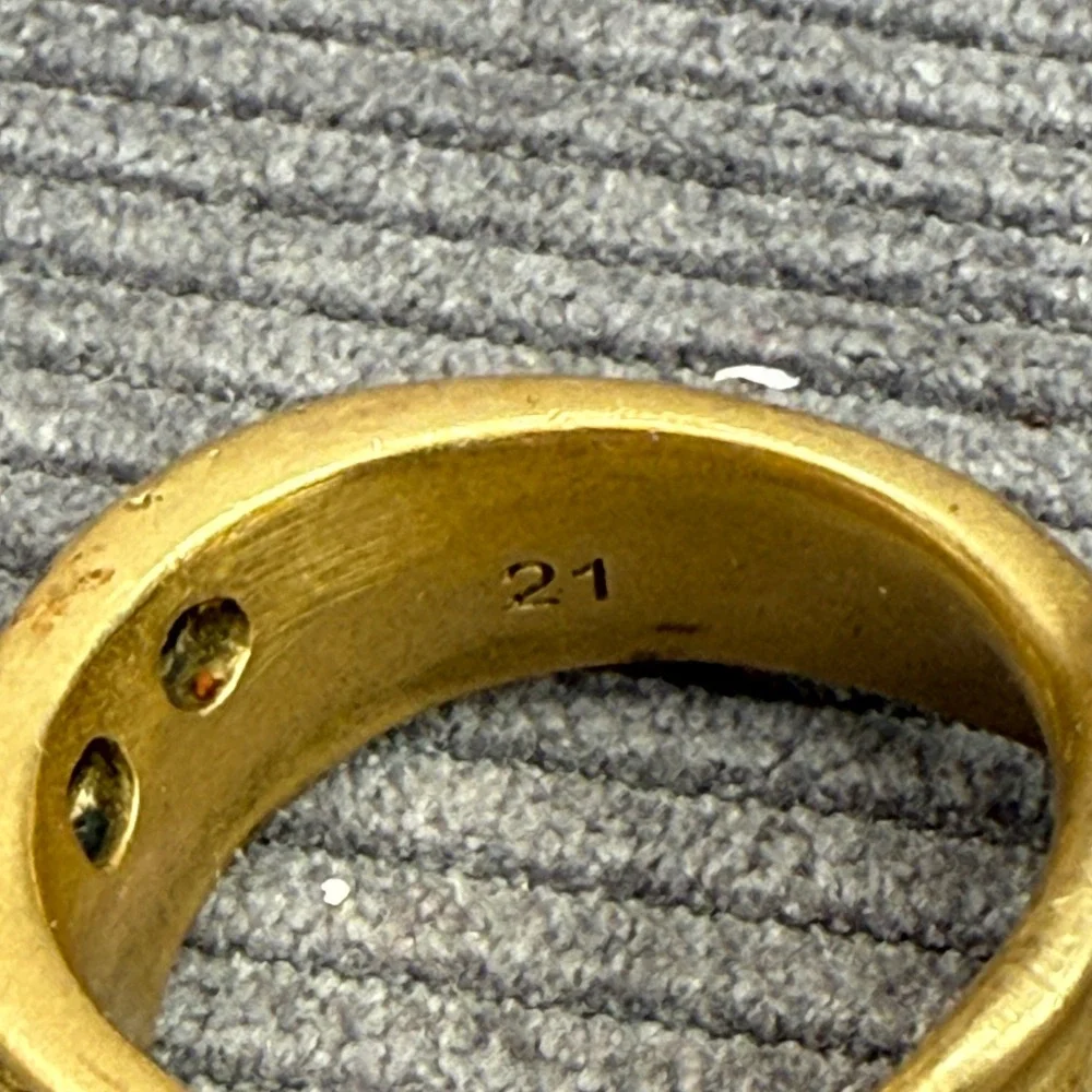Homelex Archer Thumb Ring Gold Tone Engraved Scroll Greek Key Size 21mm